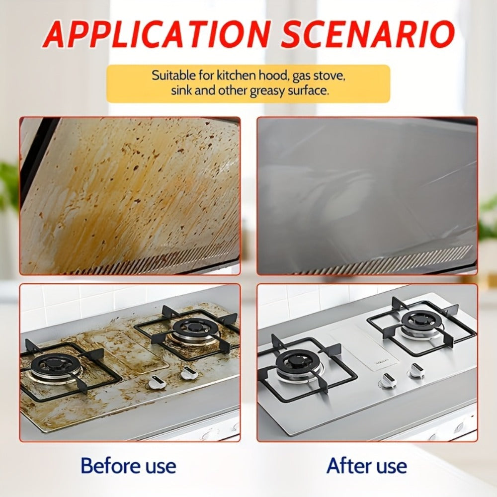 Calcium Carbonate Metal Cleaner Spray - Oil Stain Remover for Stove Oven Cooktop, Polish & Restoration Formula with Sponge