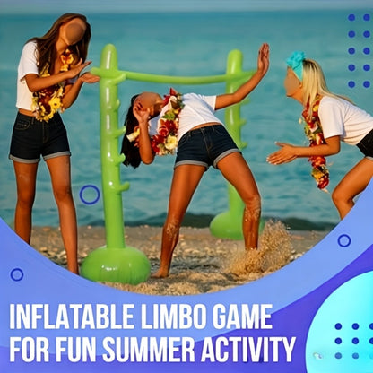Green Inflatable Limbo Game with 148–150cm Bar Span and 130cm Uprights for Outdoor Parties