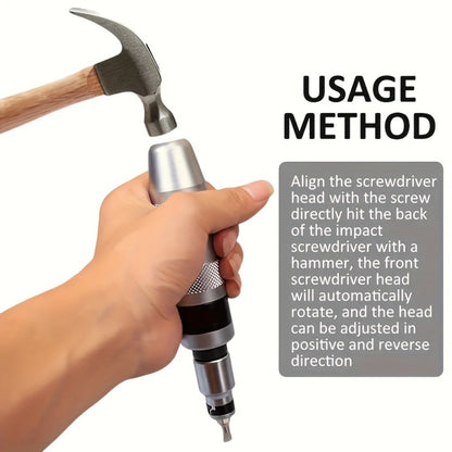 Thirteen-Piece Manual Impact Screwdriver Set with Reversible Driver, Chisel Bits and Screw Extractors