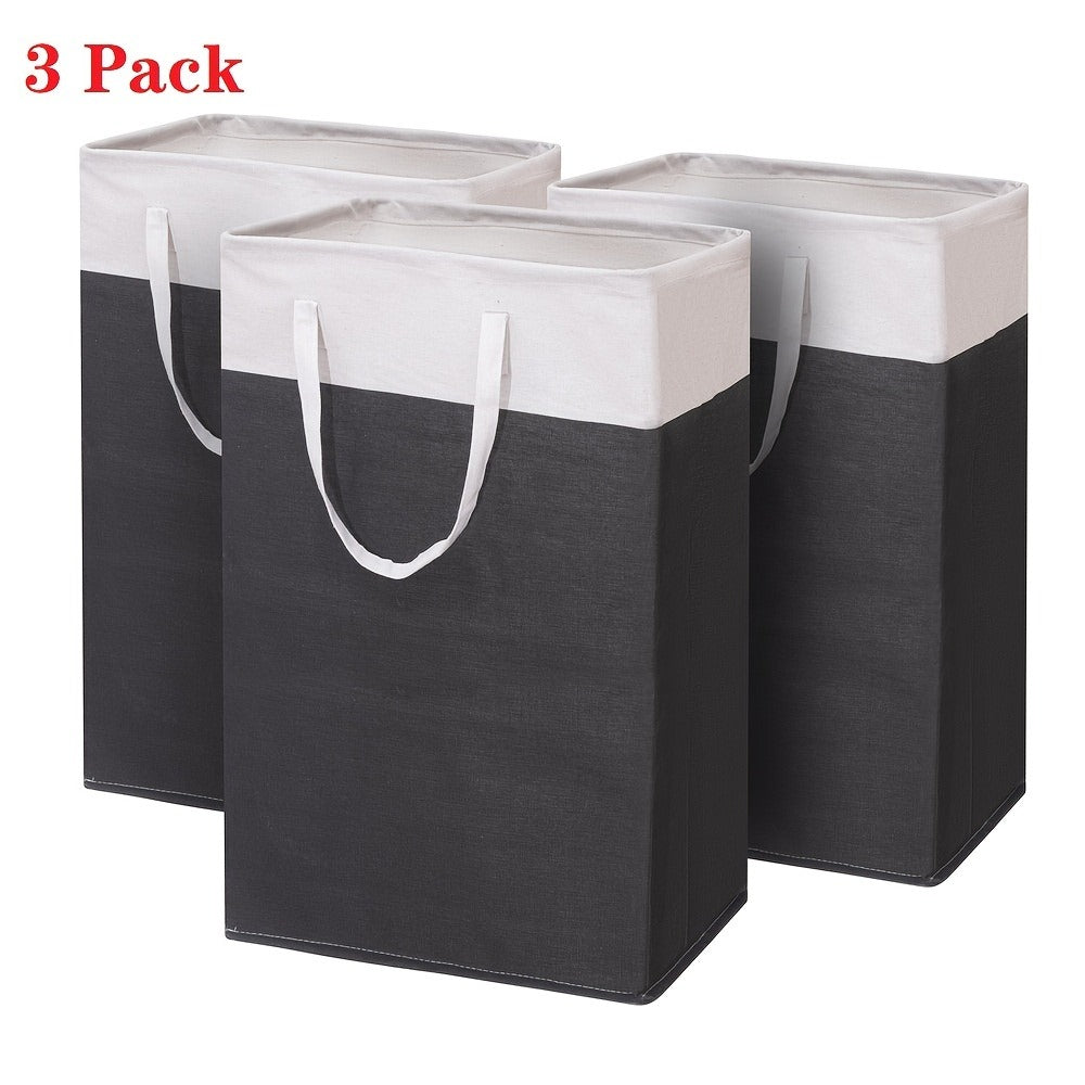 Laundry Hamper Collection in Black or Gray Lidded Styles and One- or Three-Pack Foldable Basket Options