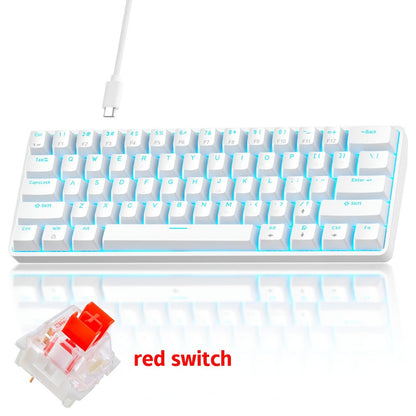 Hot-Swap 61-Key 60% RGB Mechanical Gaming Keyboard, Hot Swappable Red Blue Switch Compact Wired Keyboard with RGB Backlight, Portable Mini Keyboard for Windows PC Laptop Mac Gamers Typists