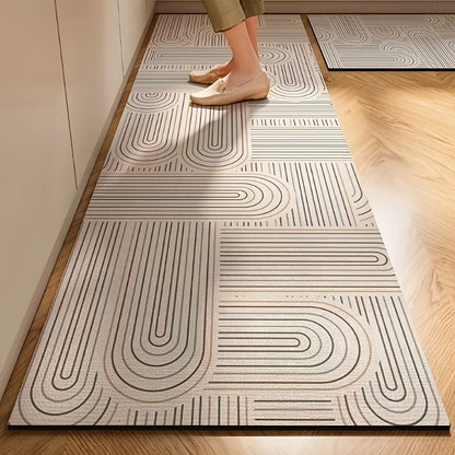 Kitchen Mat, Plain Ribbed Gradient Runner in QS-01 to QS-04 Styles with 19.69x31.5 or 19.69x62.99-Inch Sizes