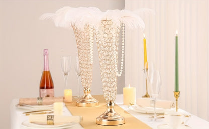 Crystal-Style Trumpet Decorative Vase Set in Gold or Silver and Two- or Ten-Piece Options for Home and Everyday Use