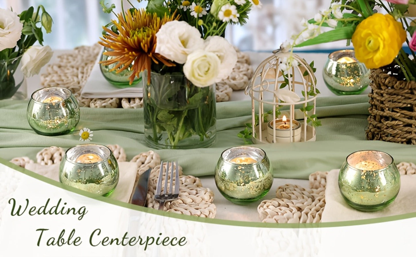 Votive Candle Holders Bulk - High Temperature Glass Hurricane Candle Holders for Weddings, Parties & Romantic Dinners, Starlight Shimmer Effect, Set of 6/12/24, Golden, Pink, Silver & Green