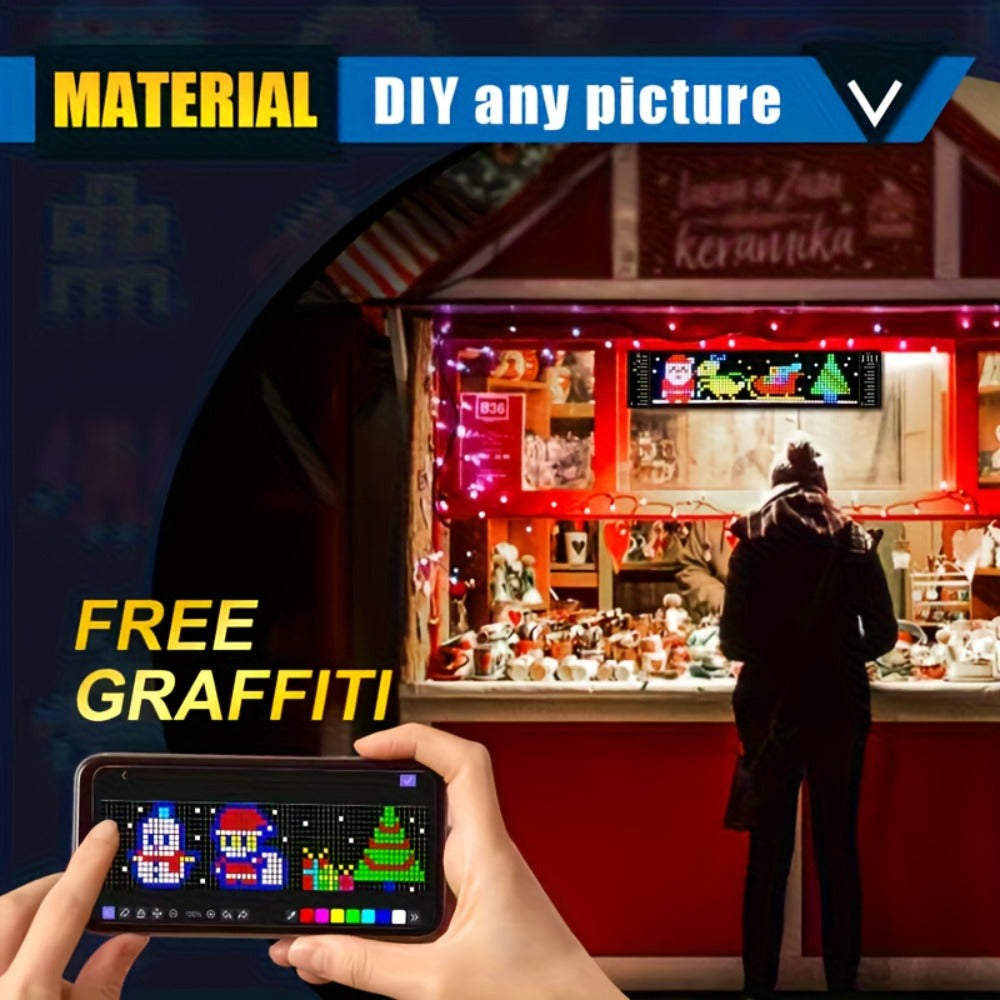 LED Scrolling Sign App Controlled Flexible LED Matrix Display Panel Programmable Animated Text for Car Home Party Birthday Holiday Decoration - Multiple Sizes