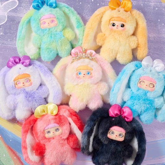 Plush Toy – Kawaii Rabbit with Detachable Face Panel and Assorted Character Styling for Display