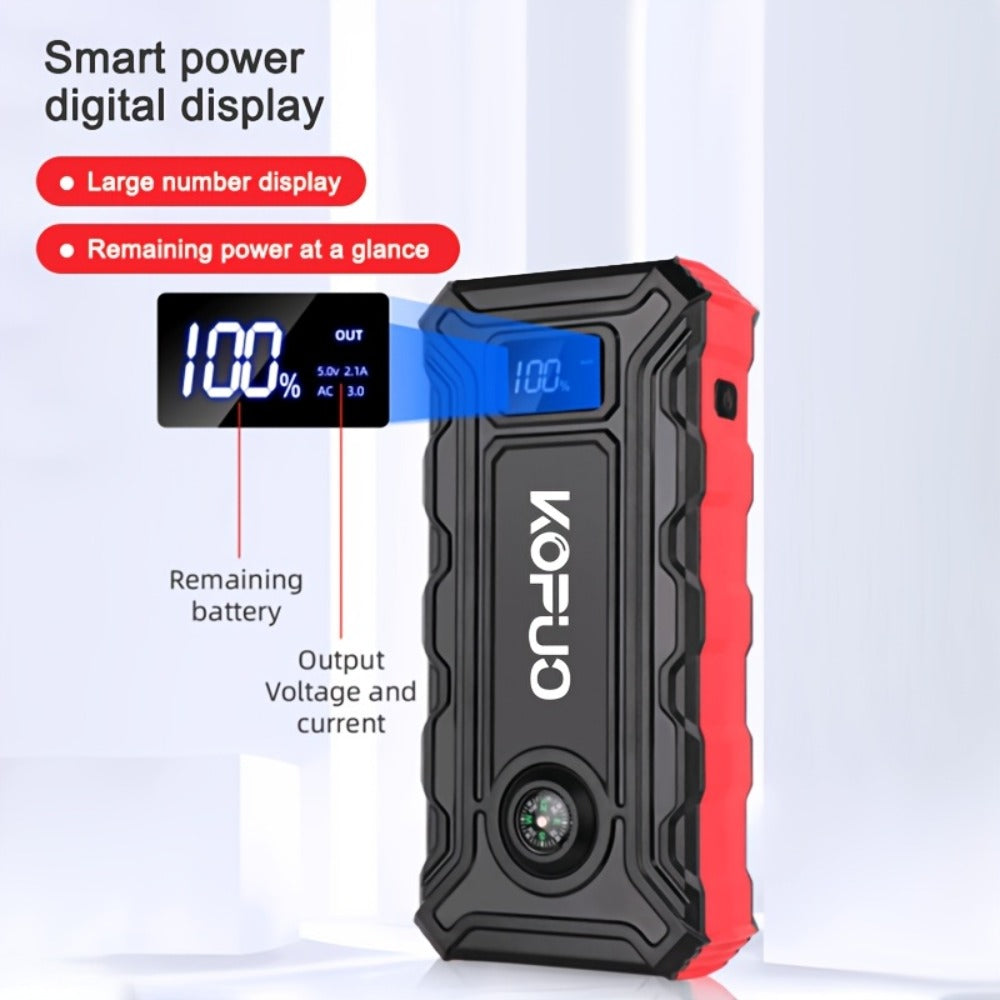 Car Jump Starter 6000A Portable Battery Booster Pack – 12V Emergency Start for Gas & Diesel Engines, Power Bank, LED Flashlight, LCD Display, Compact Camping Essential