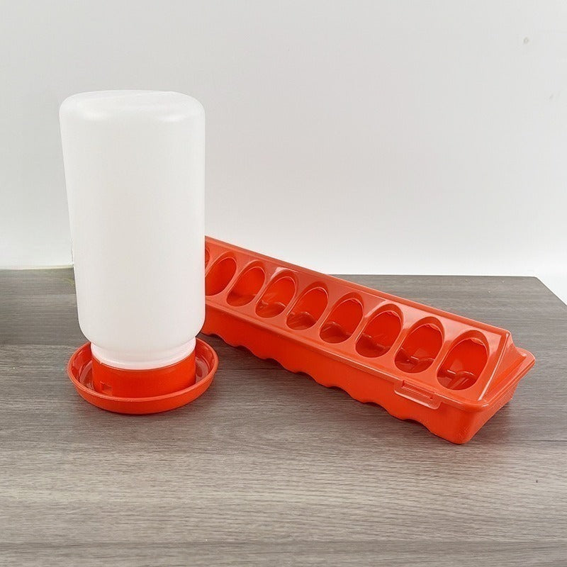 Chicken Feeder and Waterer Set | 18-Hole Anti-Spoil Trough Feeder + Automatic Water Dispenser for Chicks, Brooder & Backyard Poultry – 2-Piece Multi-Hole Bird Feeder Kit