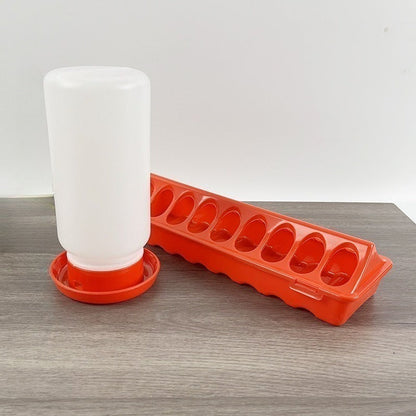Chicken Feeder and Waterer Set | 18-Hole Anti-Spoil Trough Feeder + Automatic Water Dispenser for Chicks, Brooder & Backyard Poultry – 2-Piece Multi-Hole Bird Feeder Kit