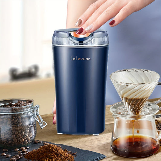 Electric Coffee Grinder 200W | Quiet Spice Grinder | 80g Large Capacity 12 Cups | 304 Stainless Steel Blade | One-Touch Operation | Grinds Coffee Beans Spices Nuts Grain | Blue Black
