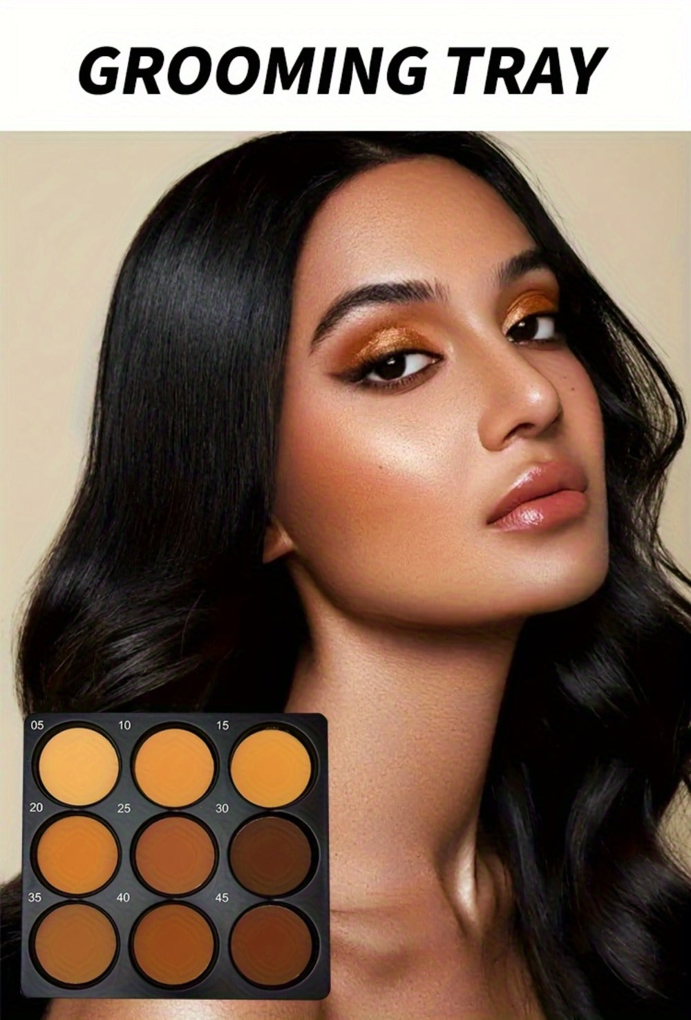 Nine-Color Contour and Face Makeup Palette with Mixed Light, Medium and Deep Pans in One Compact