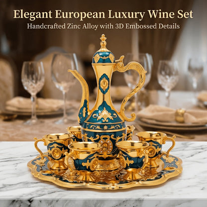 Vintage-Style Turkish Tea and Coffee Serving Set with Teapot, Six Cups and Tray in Three Colors