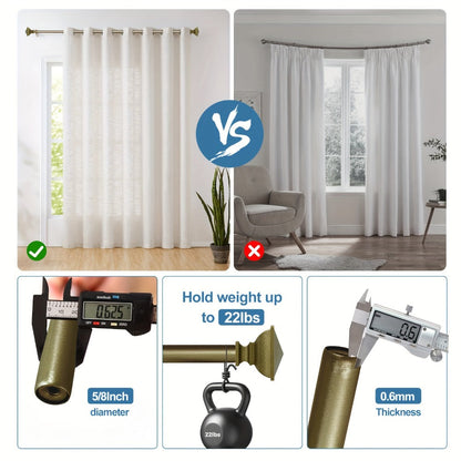 Double Curtain Rod Set with Square Urn Finials Adjustable Double Drapery Rod 5 Finishes 2 Sizes Window Curtain Hardware Easy Install