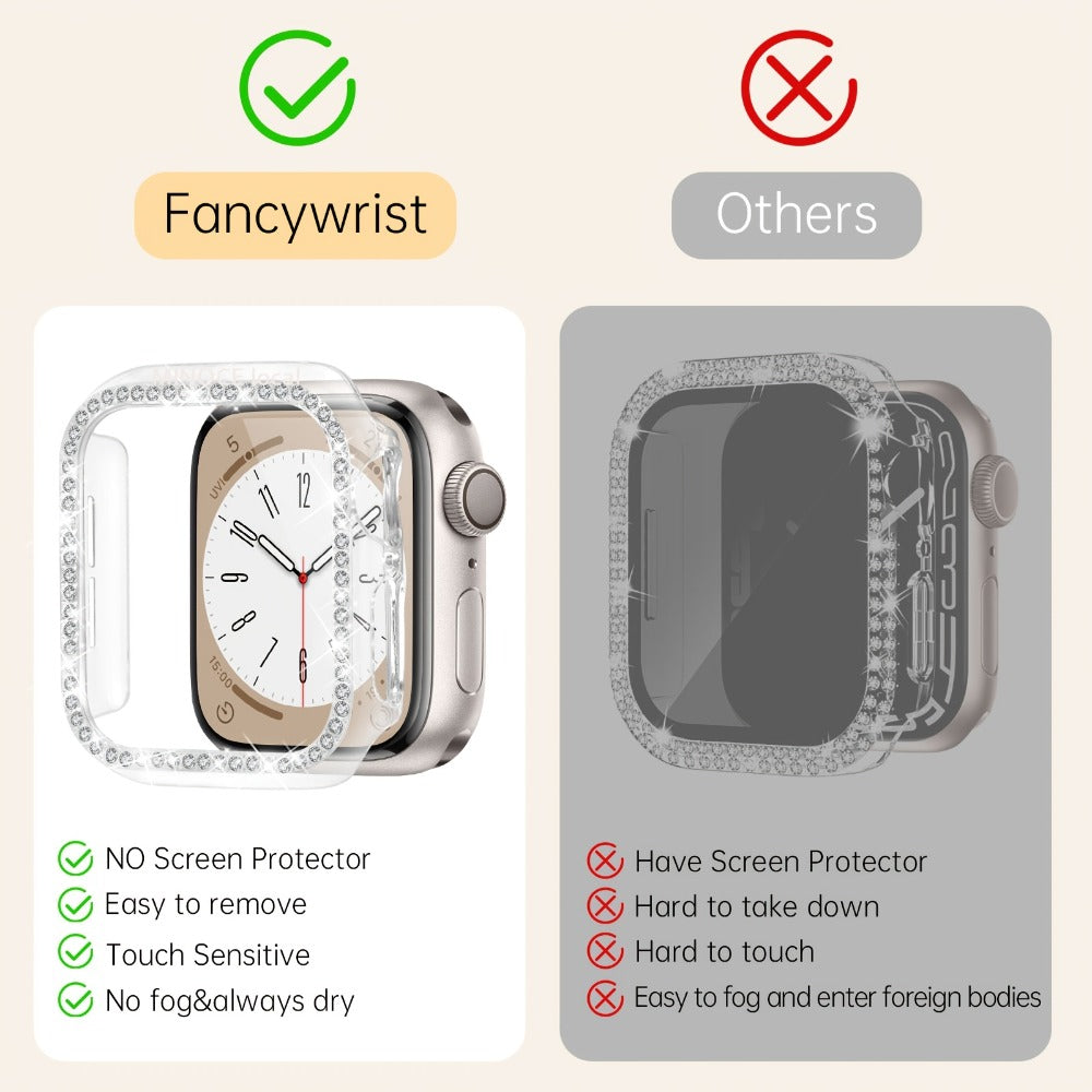 Boho Apple Watch Band 2-in-1 Bracelet & Protective Case for Women, Handmade Multilayer Wrap Strap with Glitter Bumper, Fits Apple Watch 38/40/41/42/44/45mm Series 9 8 7 6 5 4 3 2 1 SE – Sky Blue Pink Gold