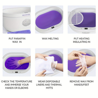 Paraffin Wax Machine for Hands and Feet Large Capacity — WAXKISS PWH-3000A 101oz Home Spa Wax Warmer Kit for Deep Moisturizing, Dry Skin, Cracked Heels & Arthritis Joint Relief, US Plug (Black/White)