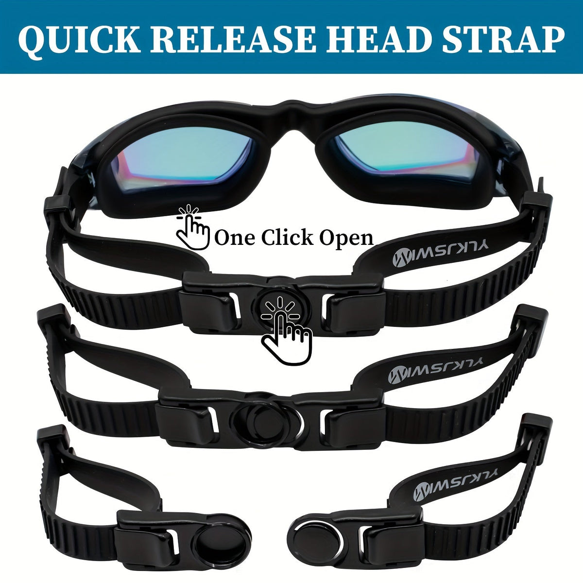 Two-Pack Mirrored Swim Goggles with Adjustable Split Straps and Black-White or Red-Blue Color Sets