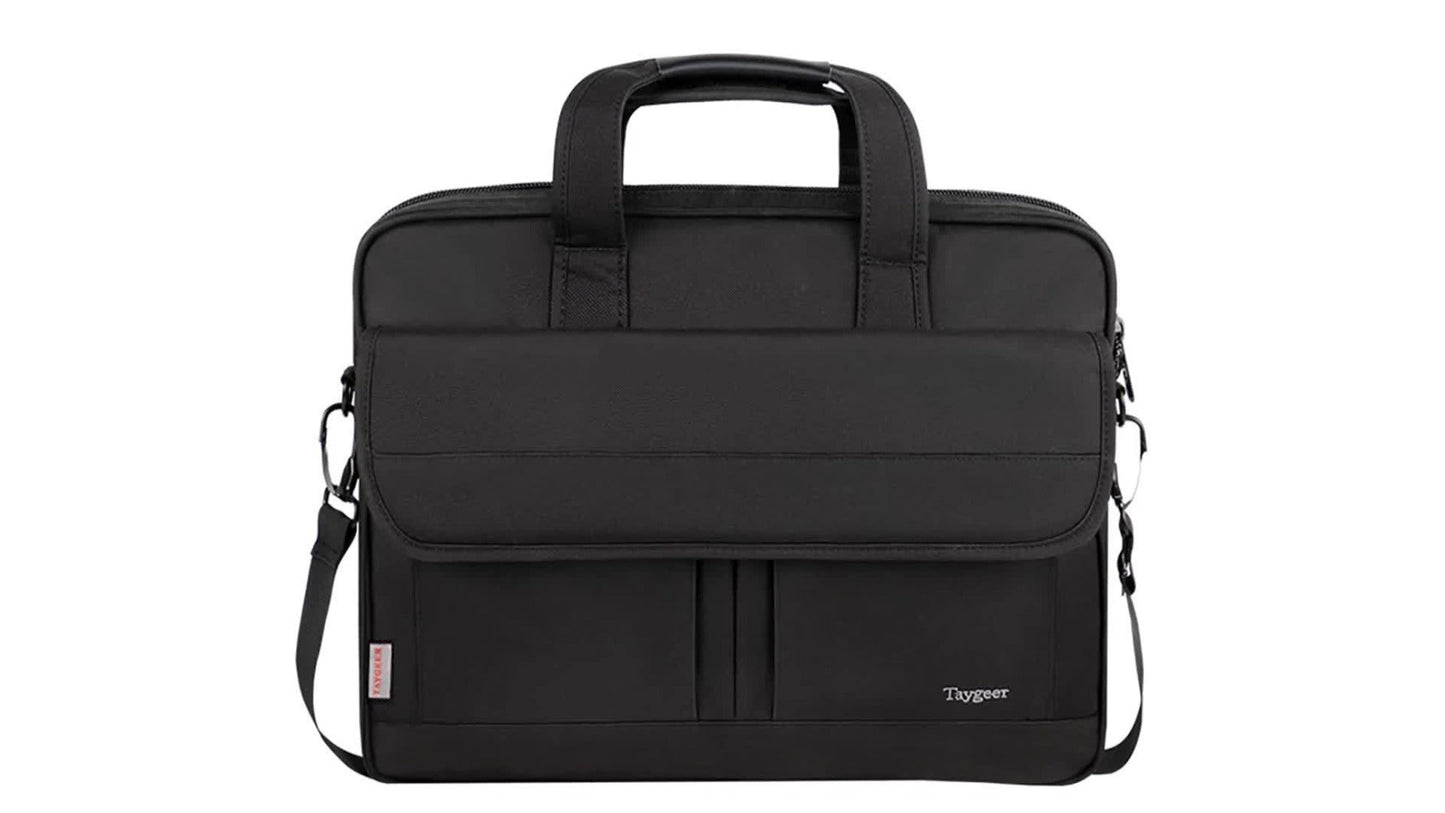 Laptop Bag 15.6-Inch Business Briefcase with Foam Sleeve, Luggage Strap & Multi-Pockets for Work & Travel