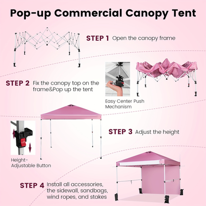 Commercial Canopy Tent 10x10 Pop Up with Sidewall Adjustable Height