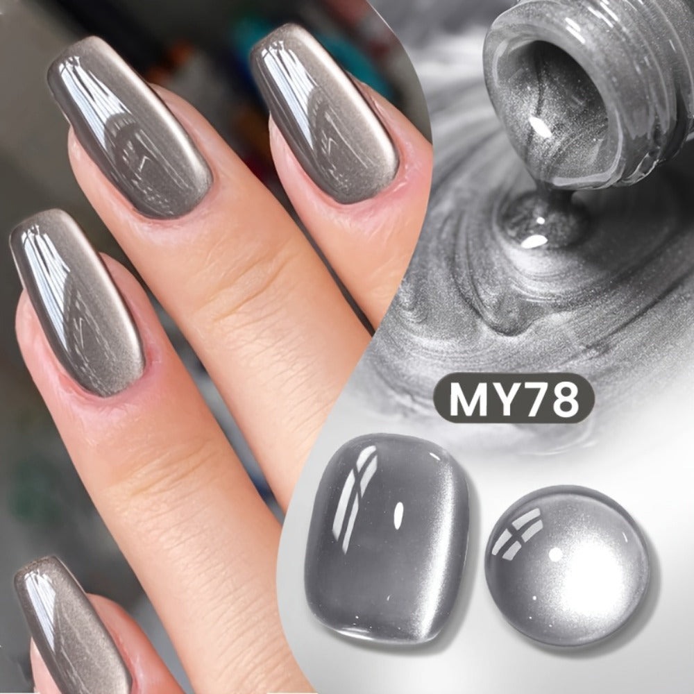 10ml BORN PRETTY MY78 Cat Eye Gel Polish in Smoky Ash Gray with Magnetic Tool and UV/LED Curing Label