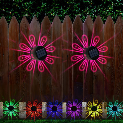 Solar Wall Lights Outdoor 2 Pack - Dusk to Dawn Auto On/Off, Decorative Projection Fence Porch Garden Lights, Weatherproof Solar Powered Yard Pathway Stair Decor, Halloween Christmas Holiday Lighting