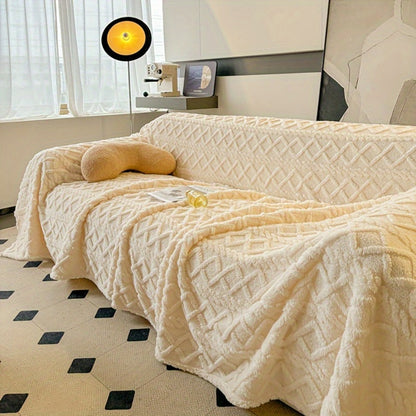 Sofa Cover 300 GSM Shu Velveteen Jacquard Throw in Three Sizes and Five Solid Colors for Armchair to Sectional