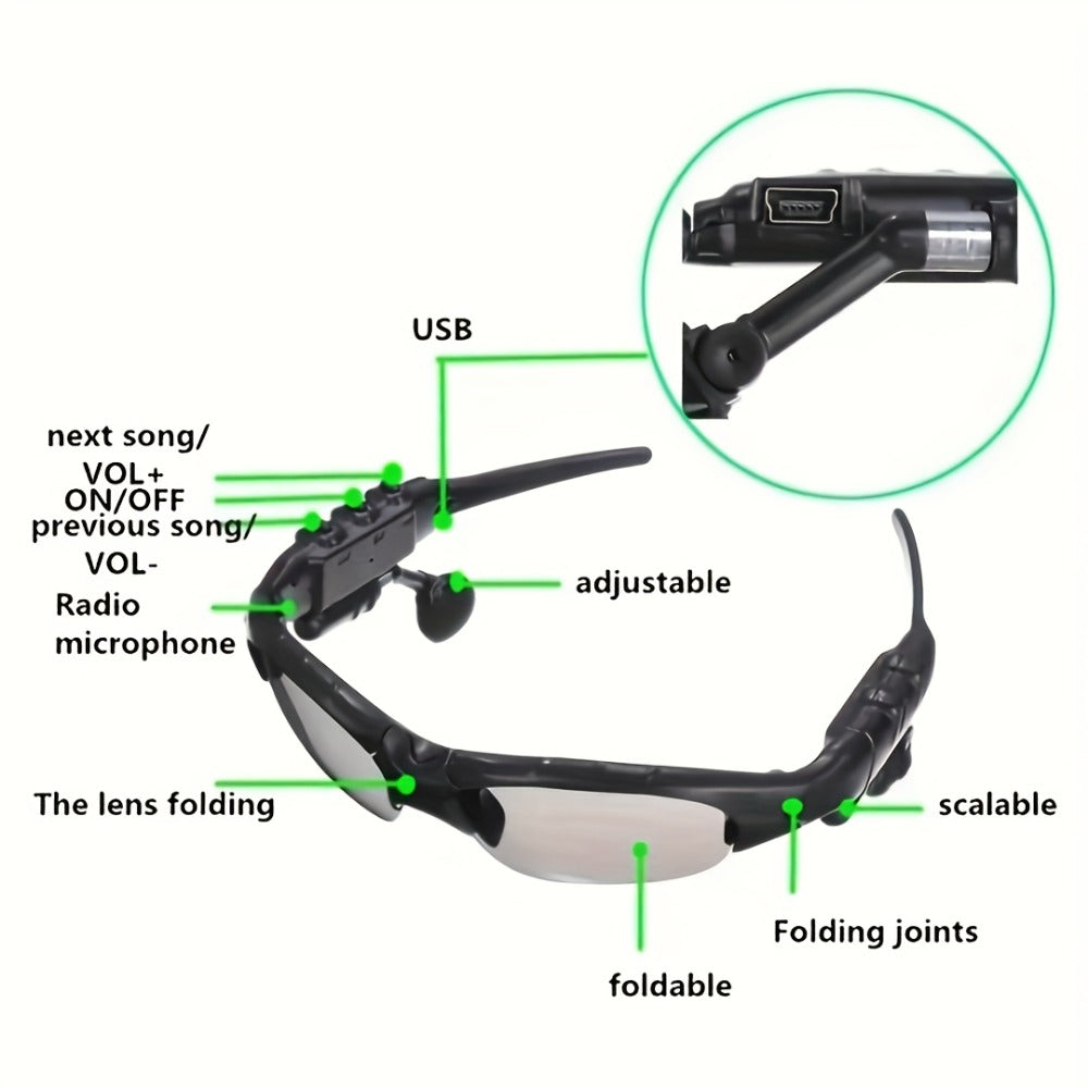 Open Ear Bluetooth Audio Glasses with Built-In Earbuds – Wireless Smart Sunglasses for Music & Hands-Free Calls, Anti-Glare Lenses, Driving Sports Outdoor, Unisex | 7 Colors