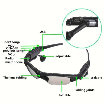 Open Ear Bluetooth Audio Glasses with Built-In Earbuds – Wireless Smart Sunglasses for Music & Hands-Free Calls, Anti-Glare Lenses, Driving Sports Outdoor, Unisex | 7 Colors