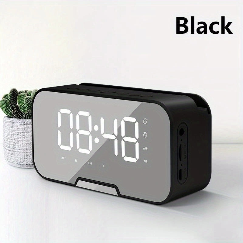 Pink Mirror Bluetooth Speaker with Wireless Microphone – LED LCD Display, FM Radio, TF Card, USB Charging, Alarm Clock, Adjustable Volume & Brightness, Birthday & Easter Gift for Girls