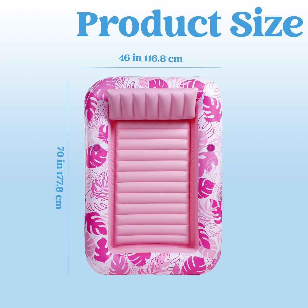 Hot Pink Inflatable Pool Float Tanning Bed with Open Center, Ribbed Base and Large or X-Large Sizes