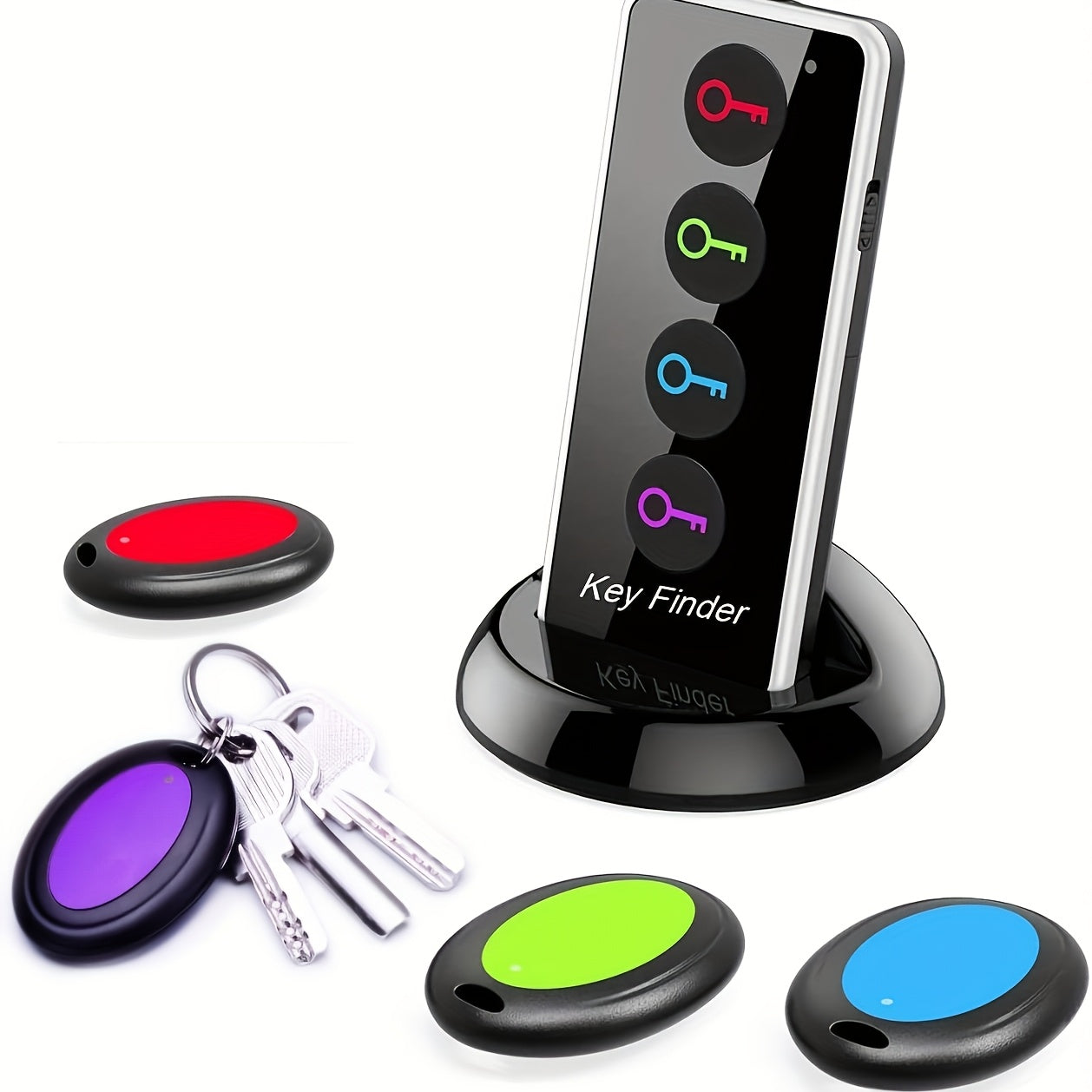 4-Receiver Wireless Key Finder 100ft Range with LED Flashlight – RF Item Locator for Keys Phones Wallets TV Remotes, No App No Bluetooth, Senior-Friendly, 1 Transmitter Included