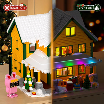 Christmas Story Building Blocks Set 1146 Pcs – LED Lit Classic Movie Style Christmas House Model Character Figures Holiday Display Decoration Family Gift Adults Kids