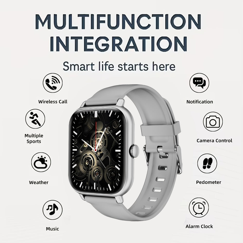 Couple's Set Smartwatch with Voice Assistant – Wireless Calling, Built-in Speaker, Music Control, Fitness Tracker – Matching His & Hers Gift Set Black Pink Silver – iPhone & Android Compatible