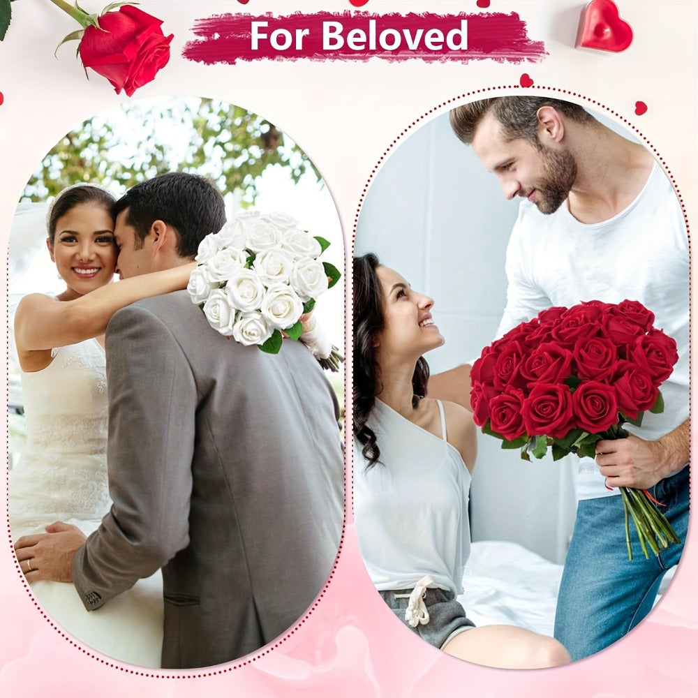 Artificial Flowers Long-Stem Velvet Rose Set in 50 or 100-Piece Variant Options across Five Colors