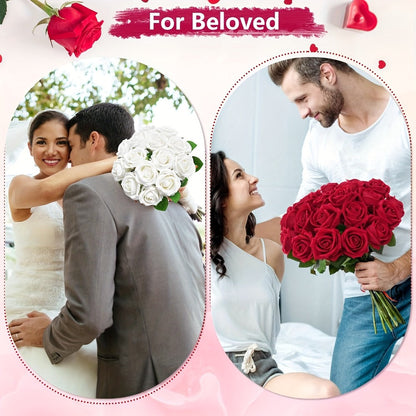 Artificial Flowers Long-Stem Velvet Rose Set in 50 or 100-Piece Variant Options across Five Colors