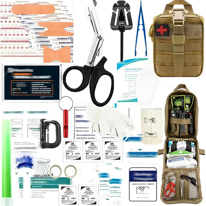 258-Piece Outdoor Tool and First Aid Supply Kit with Five Color-Labeled Molle Pouch Options