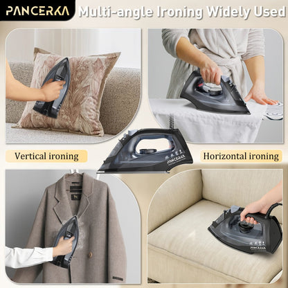 Black 1200W Steam Iron with Three Temperature Settings, Spray Button and Transparent Water Tank