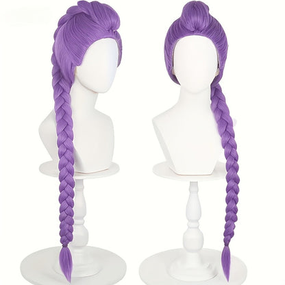 K-Pop Cosplay Wig Long Straight 30 Inch – Korean Idol Costume Hair for Halloween, Anime Convention & K-Drama Character Dress Up, Rose Red, Purple & Black Purple Colors for Women & Girls