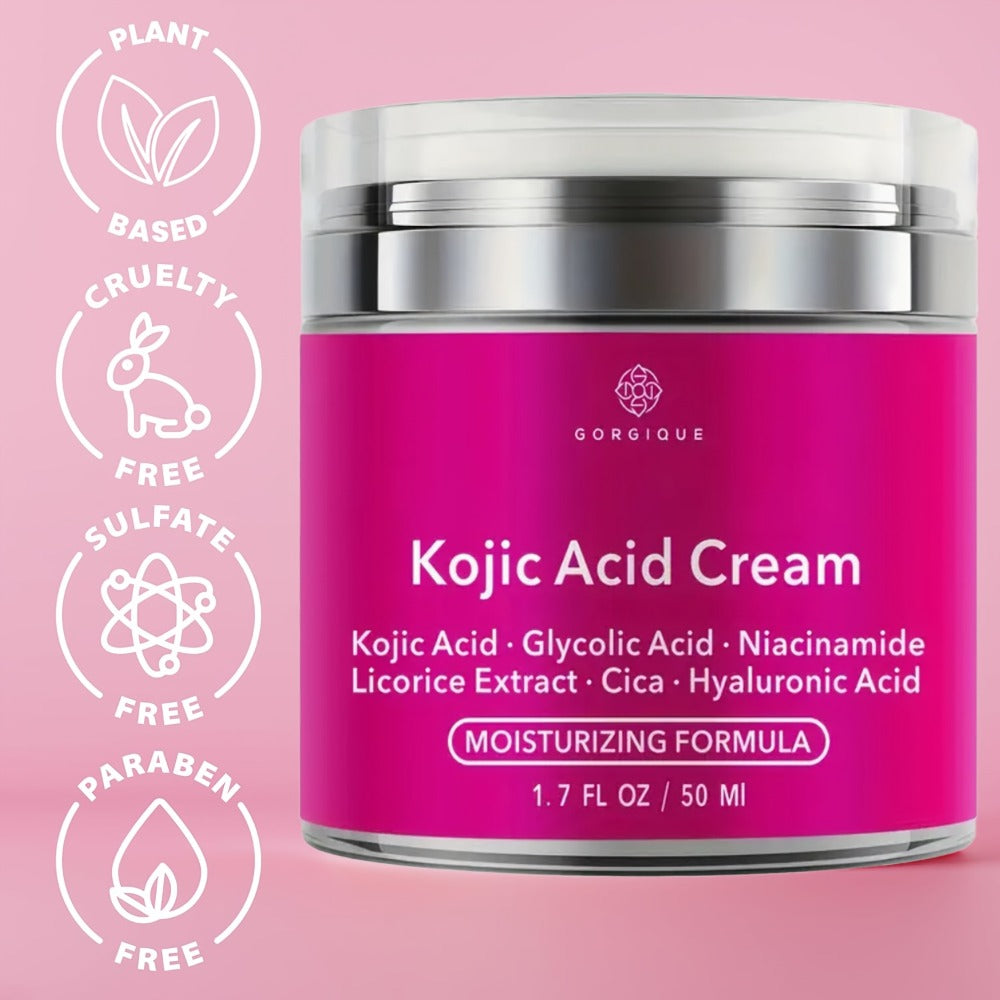Face Cream Kojic Acid and Hyaluronic Acid 50ml Formula in One-Jar or Two-Jar Pack Options for AM and PM Use