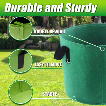 Seven-Color 10-Gallon-Labeled Grow Bag Set with Side Handles, 16-Inch Diameter and 12-Inch Height