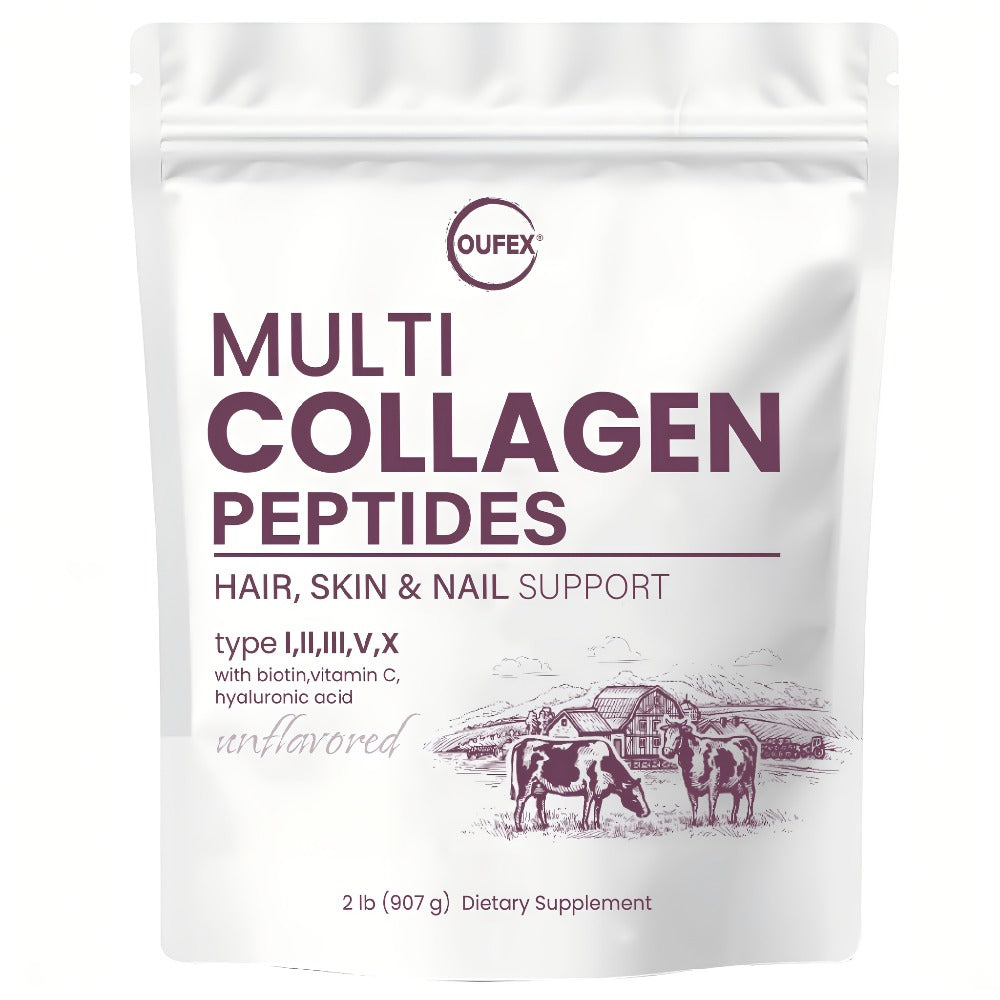 Collagen Powder Multi-Source Complex — Hydrolyzed Types I, II & III with Skin Nutrients for Anti-Aging, Skin Elasticity, Hair, Nails & Joint Support | Natural Flavor | 1 lb & 2 lb