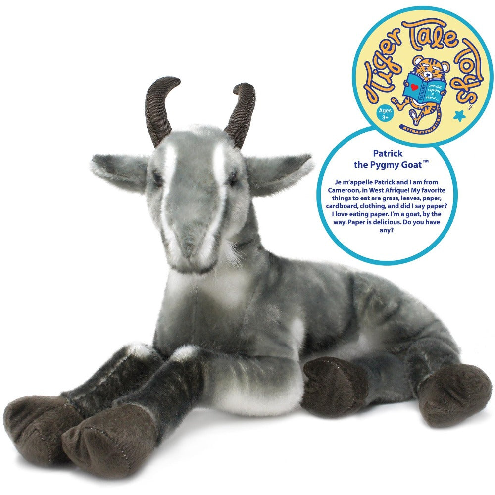Stuffed Animal Patrick Pygmy Goat in 18-Inch Size with Acrylic Plush Fabric and Source-Listed Care