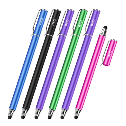 Capacitive Stylus Pen 6 Pack 2-in-1 Universal Touch Screen Stylus with 30 Replaceable Soft Rubber Tips No Battery Required Compatible with iPad iPhone Samsung Galaxy Android Tablets Phones Multicolor Set