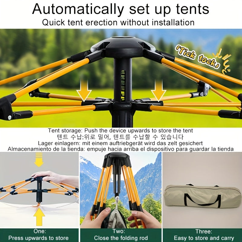 Family Camping Tent 4-6 Person Automatic Ventilated Sunshade Foldable
