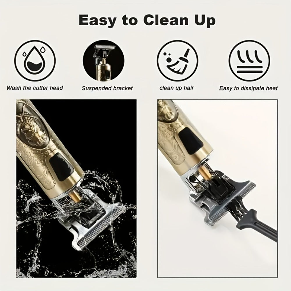 Beard Trimmer for Men USB Rechargeable Zero Contour Precision Edger Lithium Battery — Hair Clipper with Limit Comb ABS Body for Beard Facial Hair Body Grooming, Gold Black Bronze Home & Travel