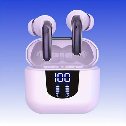 Bass Stereo Wireless Earphones Bluetooth 5.4, 40-Hour Playtime In-Ear Earbuds with Noise Cancelling Mic & LED Display, Touch Control Type-C Charging, Compatible with Laptop Tablet Phone, Sport Exercise