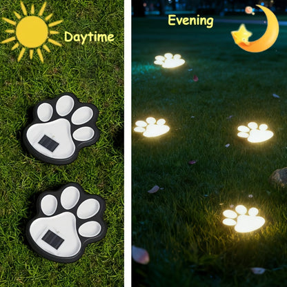 Solar Paw Print Garden Lights 2-Pack, LED Outdoor Path Lights IPX4 Waterproof, Lawn Terrace Yard Decor for Wedding Party Christmas Valentine