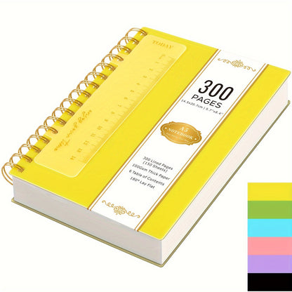 A5 Hardcover Spiral Notebook with 300 Lined Pages, 100 GSM Paper and Six Color Cover Options
