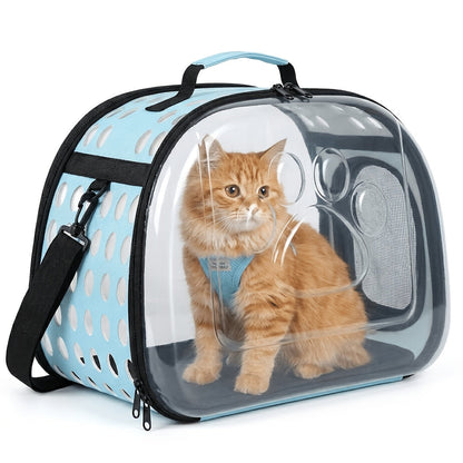 Transparent PVC Bubble Cat Backpack Carrier | Airline Approved Clear Window Pet Bag with Ventilated Side Panels, Foldable Frame, Sturdy Outdoor Travel Carrier for Small Medium Cats, S & L, 4 Colors