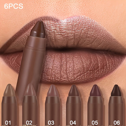Full Coverage Matte Lipstick Set 6 Shades Waterproof Long-Lasting Non-Fading – Velvet Paste Formula Orange Brown Pink Purple Red Lip Color for All Skin Tones Daily Wear Gift Women