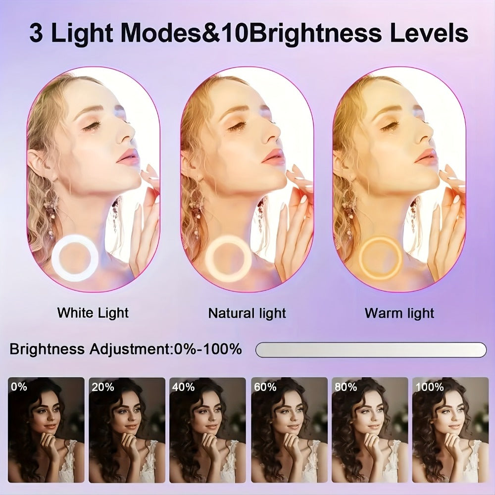 LED Ring Light 10/12 Inch with Tripod Stand & Phone Holder – 3 Color Modes, 12 Brightness Levels, USB Powered Selfie Light for Makeup, Photography, Video & Streaming